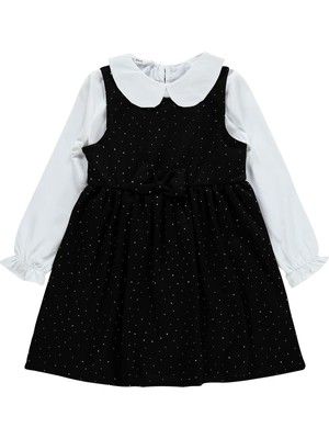 Civil Girls Taş Baskılı 6-9 Yaş Elbise - Siyah