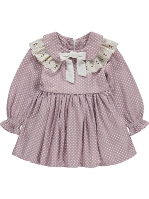 Obelia Dantel Yaka Fiyonklu 2-5 Yaş Elbise - Lila