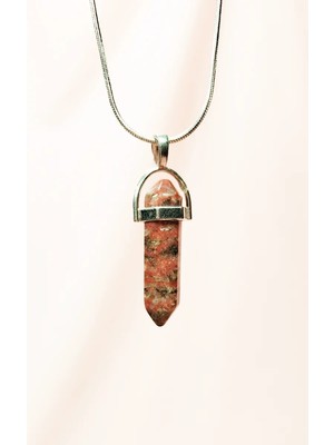 Die Grup Kantaşı Doğal Taşı Zincirli El Yapımı Tasarımlı Kolye Uç: 3,5 cm Zincir: 20 cm Kutulu