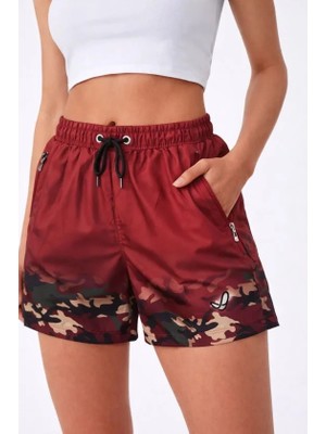 Trend Cojans Deniz Şortu Fermuarlı Cepli File Astarlı Hızlı Kuruyan Premium - Bordo