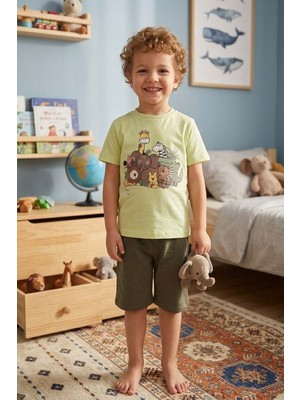 Gri Mor Tekstil Erkek Çocuk Pamuklu T-Shirt Şort Takım