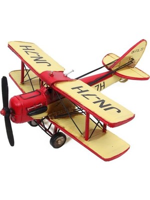 Elwes Dekoratif Metal Uçak Çift Kanatlı Biblo Dekoratif Hediyelik