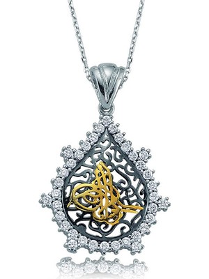 Elwes 925 Ayar Gümüş Taşlı Tuğra Kadın Gümüş Kolye