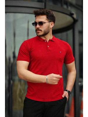 Comstar Erkek Kıvrılmaz Polo Yaka Cepsiz Slim Fit Dar Kesim T-Shirt