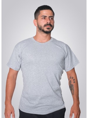 Okapi Bisiklet Yaka Kısa Kol Penye T-Shirt Gri