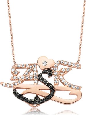 Elwes 925 Ayar Gümüş Aşk Yazılı Kadın Gümüş Kolye