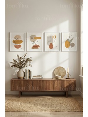 Tontilika Doğal Dokunuşlar 4’lü Ahşap Çerçeveli Tablo Seti