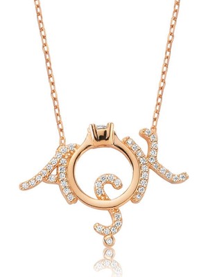 Elwes 925 Ayar Gümüş Tek Taş Aşk Kadın Gümüş Kolye