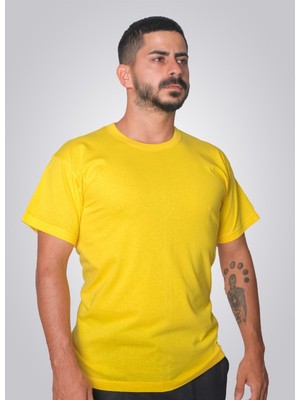Okapi Bisiklet Yaka Kısa Kol Penye T-Shirt Sarı