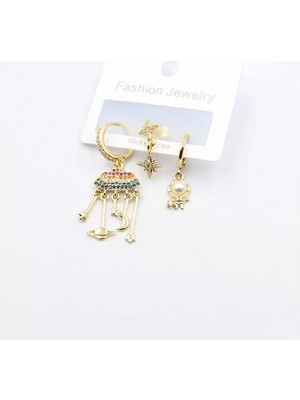 Die Grup 3'lü Bulut Küpe - Altın