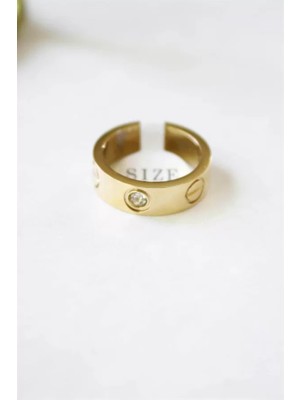 Die Grup 6'lı Crt Model Kalın Taşlı Alyans Yüzük - Altın