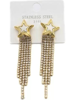 Die Grup Taş Sallantılı Küpe - Altın