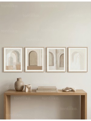 Tontilika Modern Kemer Sanatı 4’lü Ahşap Çerçeveli Tablo Seti