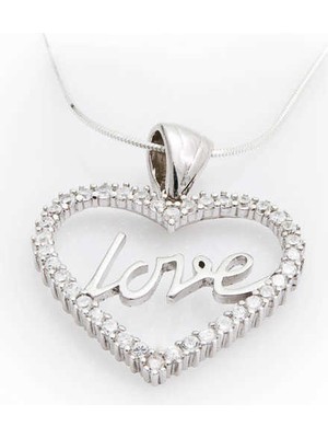 Elwes 925 Ayar Gümüş Taşlı Love Kadın Gümüş Kolye