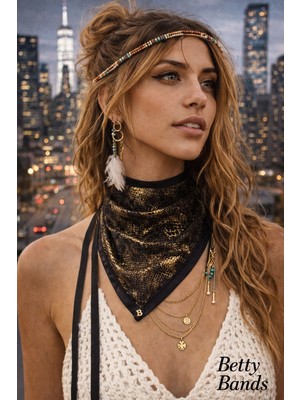 Betty Bands Kadın Fular Bandana Boyun Şalı Saç Bandı Belted Drape Aksesuar