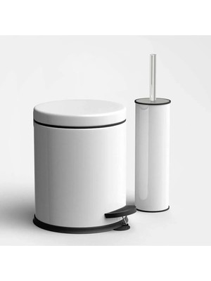 PremiumPort Çiftli Pedallı Banyo Çöp Kovası ve Fırça Seti, 3 Lt, Modern Tasarım