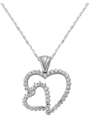 Elwes 925 Ayar Gümüş Kalpli Kadın Gümüş Kolye