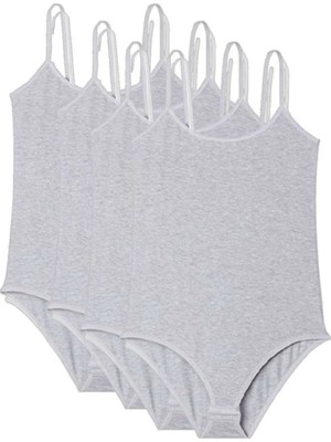 Die Grup 4 Adet Ip Askılı Kadın Çıtçıtlı Body Gri