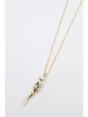 Die Grup Timsah Kolye - Altın