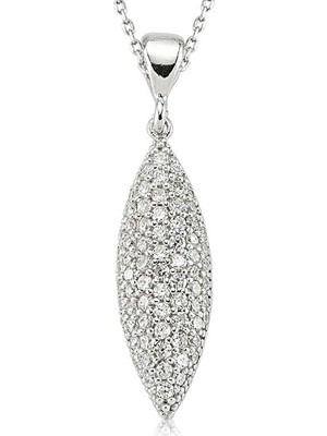 Elwes 925 Ayar Gümüş Beyaz Taşlı Kadın Gümüş Kolye