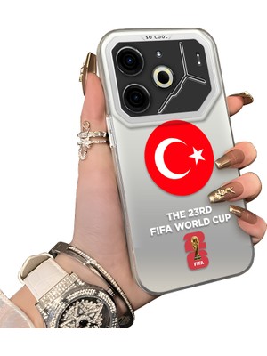 HONTINGA Tecno Pova 6 ile Uyumlu Kılıfı Silikon Kenar Sert Arka Düşüme Önleyici Basitlik Anti Düşme Kamera Korumali 2026 Fifa Dünya Kupası Desen Telefon Kılıfı K1-1149
