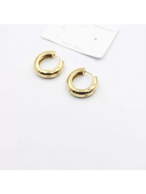 Die Grup Taşlı Halka Küpe - Altın