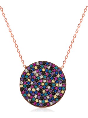 Elwes 925 Ayar Gümüş Renkli Taşlı Kadın Gümüş Kolye