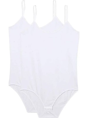 Die Grup 2 Adet Ip Askılı Kadın Çıtçıtlı Body Beyaz