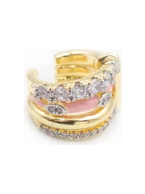 Die Grup Mineli Halka Kıkırdak Küpe - Altın