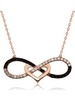 Elwes 925 Ayar Gümüş Kalpli Sonsuzluk Kadın Gümüş Kolye