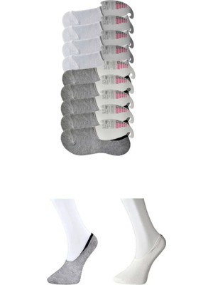 Die Grup Gri ve Beyaz Kadın Babet Çorap 9 Çift