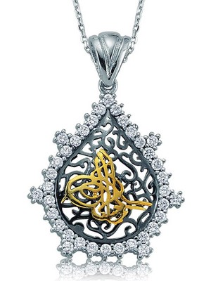 Elwes 925 Ayar Gümüş Taşlı Tuğra Kadın Gümüş Kolye