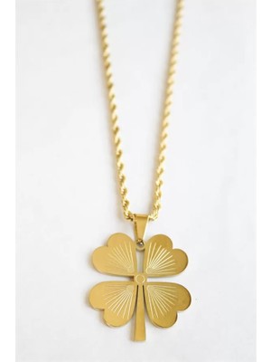 Die Grup Çelik Yonca Kolye - Altın