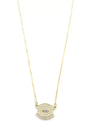 Die Grup Taşlı Göz Kolye - Altın