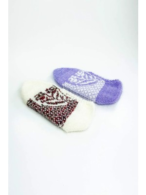 Die Grup 2 Çift El Örgüsü Kışlık Şık Kadın Yün Patik Set 1