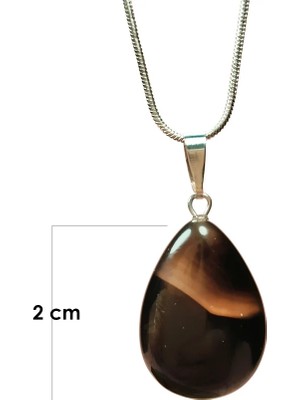 Die Grup Onix Kuvars Doğal Taşı Zincirli El Yapımı Kolye Uç: 2 cm Zincir: 20 cm Kutulu