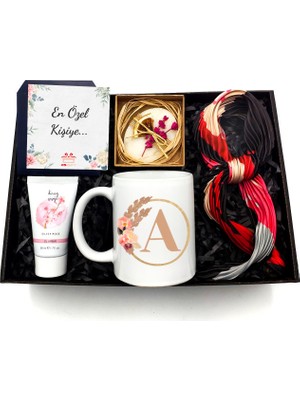 As Gift Kişiye Özel Beyaz Kupa & Fular & El Kremi & Kokulu Sabun Hediye Seti