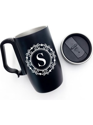 As Gift Kişiye Özel 240 ml Siyah  Bardak Termos Desenli