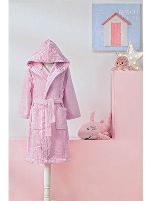 Özdilek 7/8 Yaş Kız Çocuk Kapüşonlu Kadife Pamuk Bornoz-Unicorn Pembe