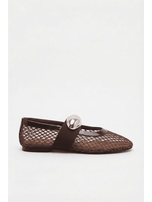 Shoemark Karin Kahve Suni Vegan &file Kadın Babet