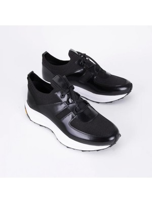 Trust Shoes D4203Y Erkek Sneaker Spor Ayakkabı, Hakiki Deri & Knit Hafif Eva Taban Günlük Ayakkabı