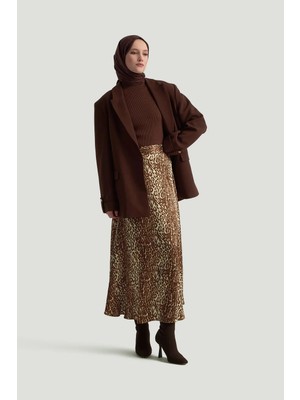 Armine Trend Leopar Desenli Etek-Kahverengi 24KT103