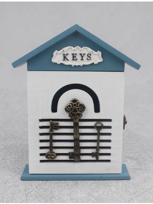 Elifeshop Ahşap Ev Tasarımlı Keys Sweet Home Anahtar Askısı Kilit Detaylı Duvar Organizer 28 cm Duvar Süsü