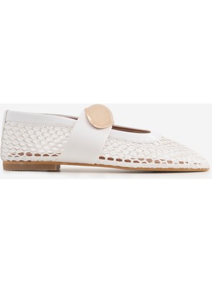 Shoemark Karin Beyaz Suni Vegan &file Kadın Babet
