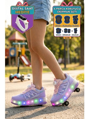 Diggo Kids Full Set Çocuk LED Işıklı Patenli Ayakkabı Çıkarılabilir Tekerlekli Spor Ayakkabı