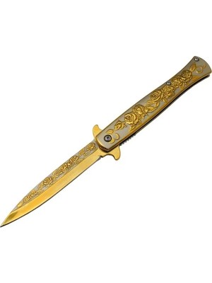 Tekinhediyelik Metal Güllü Çakı Gold