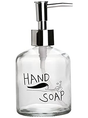 Mabeyn Cam Sıvı Sabunluk,el Sabunu Yazılı 300ML 7,6X15,5CM