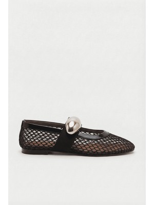 Shoemark Karin Siyah Suni Vegan &file Kadın Babet