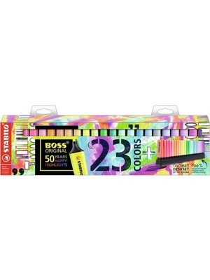 eOfis Boss Original 23'lü Fosforlu Kalem Seti Renkli Kalemler 7023-314280 Ölçüler ve Desen