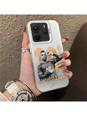 HONTINGA Xiaomi Redmi Note 14 ile Uyumlu Kılıfı Silikon Kenar Sert Arka Düşüme Önleyici Basitlik Anti Düşme Kamera Korumali Mbappé Desen Telefon Kılıfı K1-1150